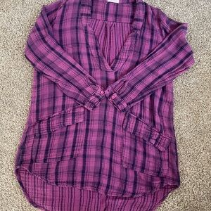 Free People CP shades violet pink plaid tunic